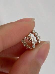 1 Pair S925 Sterling Silver Minimalist Pearl Hoop Earrings, Versatile For Daily Wear