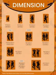 1 件万圣节床笠、床上用品、床垫保护套、床罩、床单、舒适家纺、透气床垫保护套、不给糖就捣蛋、柔软舒适、整洁百搭、卡通图案床罩、万圣节房间装饰