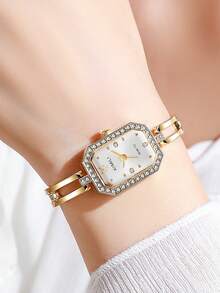 1pc Square Fashion Women's Watch, Digital Quartz Bracelet Watch - White - View 3