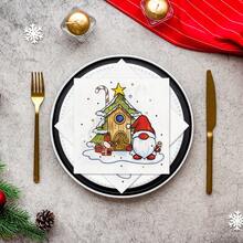 80/40/20 件 9.84 * 9.84 英寸一次性圣诞主题餐巾，带有可爱的圣诞老人和舒适的小屋图案，适合节日聚会、圣诞派对、新年和冬季主题派对、西餐厅、咖啡馆等 - 紅白色 - 查看 9