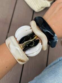 Thoughtfully Designed Smooth Surface Exaggerated Bangle, Niche Jewelry Vintage Bracelet