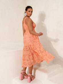 VESTIDO MIDI NO LASIE NULA MANGA - Coral - Visão 2