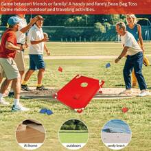 Juego portátil de lanzamiento de sacos de frijoles para niños - Incluye 1 tablero de cornhole plegable y 6 sacos de frijoles (3 rojos, 3 azules) - Ligero, duradero y divertido para jugar en interiores y exteriores, fiestas en el patio, campamentos y juegos grupales