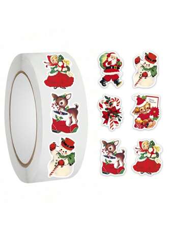 500 יחידות מדבקות בנושא חג המולד, בסגנון וינטג' חמוד איש שלג, סנטה קלאוס, עיצוב אלמנטים של איילים, מתאים לקישוט חג המולד, מדבקות לכרטיסי חג המולד, סקראפבוקינג. אביזרי קישוט החג.