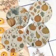 1 set/4 piezas /6 piezas /300 piezas Posavasos de barro de diatomeas con estampado de elementos otoñales, adecuados para decoración del hogar, cafeterías, meriendas, decoración de restaurantes, fiestas temáticas, decoración diaria, y también pueden ser dados como regalos de otoño