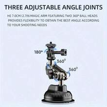 Giá đỡ xe hơi có đế hút mạnh LRBH dành cho Insta360 X4 X3 X2, Giá đỡ tháo lắp nhanh trên bảng điều khiển cho Pocket 3 12 11 10 9 8 Action 4 3 Phụ kiện Android - màu đen - Xem 3