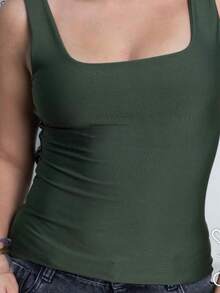 Kit Of 3 Women's Tank Tops, Summer, Suplex, Double Lining, Basic, Plain - Nude Trắng và Đen - Xem 6