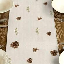 1 pieza Camino de mesa de piña con vela de Feliz Navidad, mantel rectangular de estilo rústico de lino para decoración del hogar, perfecto para decoración de fiestas navideñas, decoración de granja, decoración festiva, fiestas familiares, regalo
