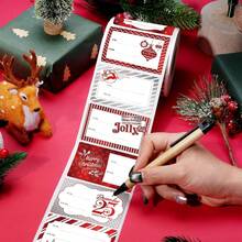 Etiquetas de presente de Natal 1 rolo - Etiquetas autoadesivas para embrulho de presentes - Designs festivos com saudações de Feliz Natal