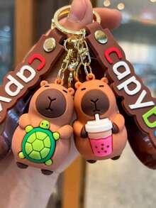 1pc Cute Capybara Plush Keychain, Perfect Gift For Friends, Classmates, Family Members - Multicolor - View 1