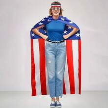 1pc American Flag Cape, 90cm*150cm - Patriotic Clothing For Independence Day, July 4th Celebrations, 2026 Cheering, Suitable For Adults And Children