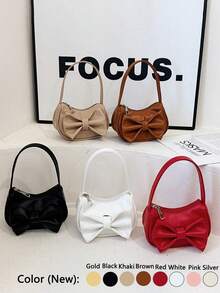 1pc Sweet PU Bow Handbag Shoulder Bag, Casual & Fashionable Solid Color Small Bag, Meets All-Match Storage Needs, Multiple Colors Available, Exquisite & Versatile, Suitable For Daily Travel, Shopping, Photography, All Seasons, Great Gift For Teenagers - Bow Handbag - View 2