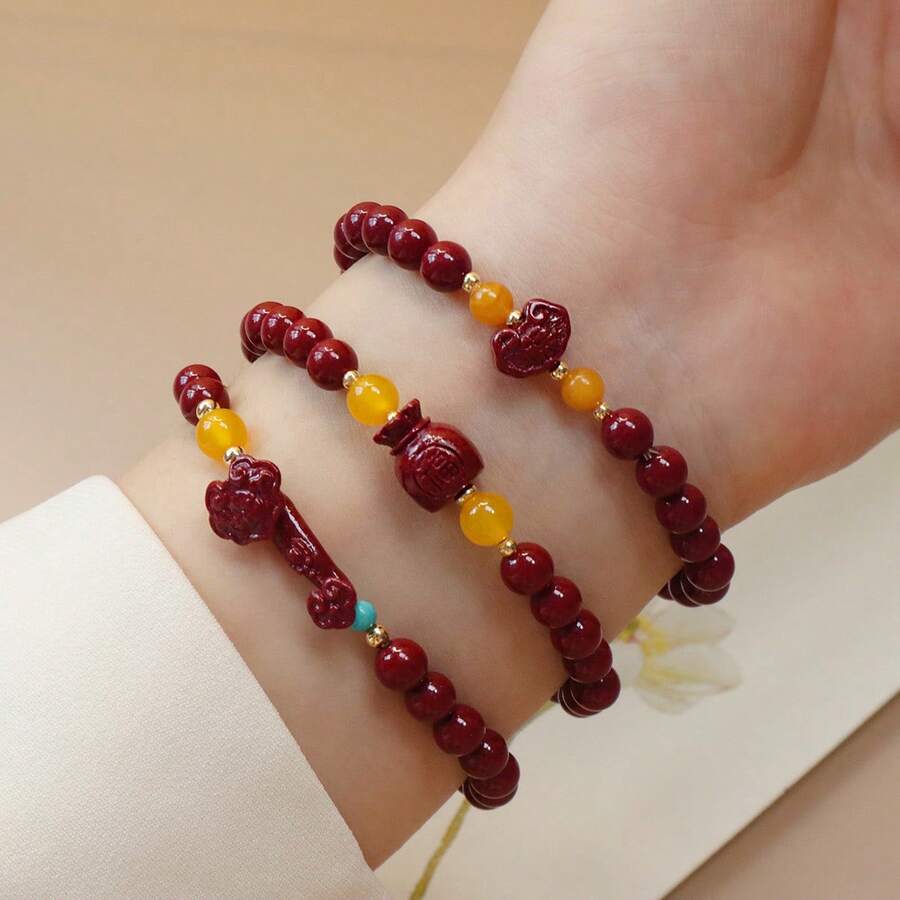 Crystal Crafts - Pulsera de bolsa de la suerte con cinabrio 95 de alto contenido - Ver 1