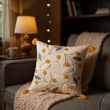 MADE IN TURKEY Cushion Cover – 45x45 Cm, Natural Cotton With Tassel Detail - Beige - View 3