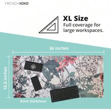 French KOKO Desk, Large Desk Pad Large Mouse Pad Cute Desk Accessories Home Office Essentials XL Desk Desk Pad Keyboard Mouse Desk Pads On Top Of Desks Computer Pink Floral Women Girls - 復古花卉 - 查看 5