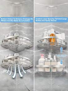 1 Stück Edelstahl Eckduschablage - Einfach zu installieren, wandmontiertes Badezimmerregal-Organizer mit Gitterdesign ohne Bohren, effizientes Trocknen, rostfreier Shampoo- und Zubehöraufbewahrungsständer, platzsparend für Küche und Bad, moderne Badaccessoires, langanhaltend Badezimmerartikel, Badezimmer-Organizer und -Aufbewahrung