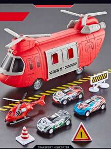 1 套玩具车辆，包括飞机模型、运输直升机、可折叠便携式消防车救援飞机玩具（含 3 辆迷你汽车和 1 架飞机），节日玩具礼物 - 彩色 - 查看 12
