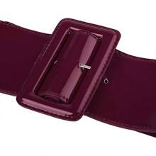 Women's Stretchy Belt 1950s 3 Inch Wide Elastic Belts - Burgundy - View 7