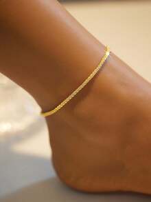 1 pieza Tobillera de flor delicada de plata de ley 925, joyería de cadena brillante minimalista, accesorio de plata versátil y dulce para uso diario - Amarillo Oro - Ver 1