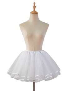 White Black Lolita Cute Boneless Puffy Skirt Cosplay Underskirt Women Petticoats Tutu Dress With Satin Ribbon Halloween
