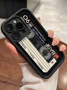 磁带绘画图案防震手机壳适用于 13/16/15/14/13/12/11/Pro/ProMax/X/XR/XS/7/8/PLUS、/Redmi/OPPO/Vivo/Infinix 防水防摔防刮 - 黑色 - 查看 4