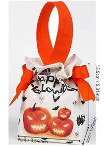 1/2 piezas Bolsa de lona para compras con elementos de terror de Halloween, bolsa de embalaje de caramelos con diseño de calabaza y cara de fantasma, bolsa de regalo para las vacaciones de Halloween