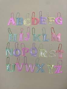 26pcs Reflective English Letter Pendant Series, Cycling Backpack Charm, Night Visible Keychain, Car Accessories, Women's, Wallet Charm - Multicolor - View 3