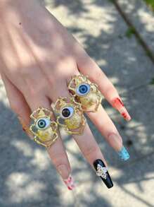 1pc Fashionable Metal Spider Eye Ring, Suitable For Daily Wear