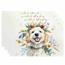 1/4/6/8/12 Stück bedruckte waschbare Tischsets aus Leinen, Oberflächenschutzmatten, Tischsets für Innen und Außen, geeignet für Feierlichkeiten, Küchen- und Esszimmerdekoration