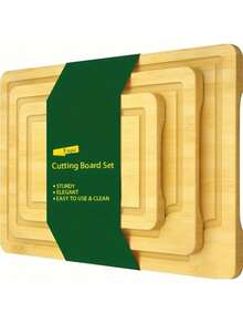 3块超大竹砧板，重型砧板，带汁槽，可用于切肉、蔬菜和水果，是情人节、返校节、复活节、母亲节、家人和朋友的完美礼物。必备厨房工具。 - 尺寸 - 查看 2