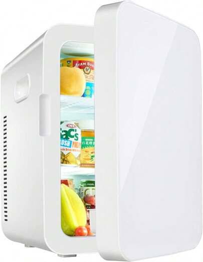  ADVWIN Mini Fridge For Bedroom - Portable 13L/12 Can Electric Plug In Cooler & Warmer For Food, Drinks, Beauty & Makeup, White