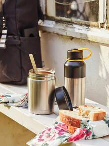 IKEA Taza térmica de estilo minimalista nórdico de 500 ml con revestimiento de acero inoxidable que retiene la temperatura caliente y fría, taza de viaje de alto valor de doble uso, diseño portátil a prueba de fugas - Negro - Ver 5