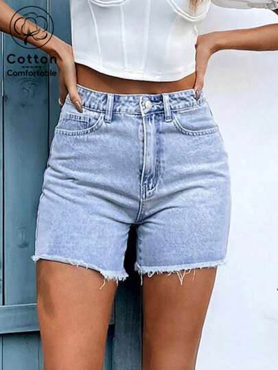 Spring/Summer, Sexy Music Festival Y2K Millennium Youth Style, Versatile Casual Resort Fashion Design Sense Women Summer A-Line Loose Fringed Elegant Lady Denim Shorts