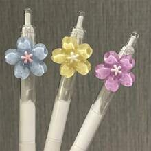5/2/1pcs, 0.5mm Black Ink Refill Random Cute Floral Quick-Drying Ballpoint Pen, Adorable Flower Push Pen, Suitable For Students And Girls, Back To School Gift For Kids, Friends, Best Friends (Sakura Color Is Random)