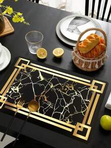 1/2/3/4/5/6件金色大理石纹隔热餐垫，防水、防油、防污PP材质黑色防水杯垫，金箔镂空咖啡杯垫，可水洗，易清洁，可擦拭，防滑，耐热，适用于房间装饰、餐桌装饰、家居装饰、派对装饰，适用于节日、派对、聚会、生日、婚礼、礼物、晚宴、户外、野餐 - 彩色 - 查看 10