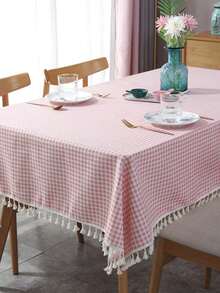 1/20 piezas Mantel a cuadros suave y absorbente con bordes con flecos, reutilizable para picnic, fiesta, sala de estar, comedor, decoración del hogar