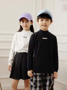 Annil Kinderkleidung: Mädchen, Mädchen, Jungen, Jungen, Erwachsene, Teenager, Mittelhals Langarm Strickpullover, einfaches bedrucktes T-Shirt, elastische anliegende Unterziehwäsche, Herbst