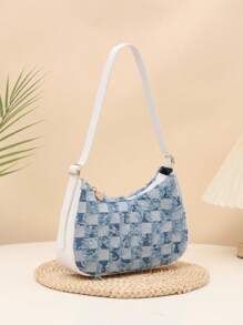 2025新款时尚彩虹草编新月单肩包，沙滩度假百搭，可调节肩带，3色可选