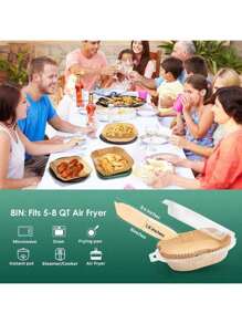 Air Fryer Paper Liners, 50Pcs Parchment Paper, Air Fryer Liners Disposable For Microwave, Non-Stick Air Fryer Liner Square Free Of Bleach (8IN)