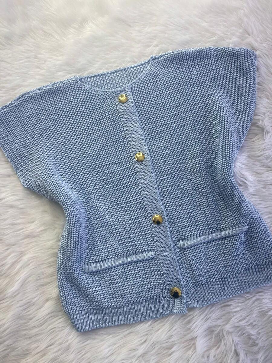 STORE MODAS MAX KNITTED VEST FANG BUTTONS - 淡藍色 - 查看 1