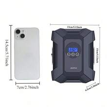 SUITU 便携式轮胎充气泵，12V 120W，带压力表和LED应急照明灯，迷你车载气泵，手持式汽车轮胎充气泵。汽车配件