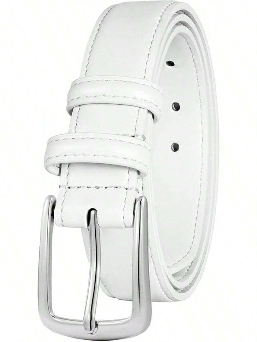 Multicolored Leather Waist Belt With Pin Buckle For Jeans - 白色 - 查看 1