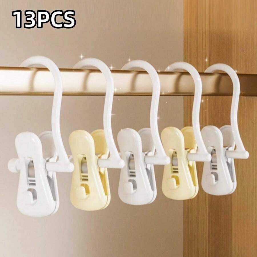 13pcs Small Storage Hanging Rack With Clips, Suitable For Socks, Wet And Dry Use, Can Be Hung Continuously To Save Space, Suitable For Dorm, Bedroom, Closet, Balcony, Room Decoration - Multicolor - View 1