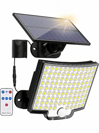 1/2pcs 106LED Split Solar Light Outdoor Waterproof With Motion Sensor Floodlight Remote Control 3 Modes For Patio Garage Backyard