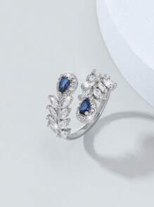 1 pieza Anillo de mujer elegante con circonita cúbica en forma de lágrima, adecuado para uso diario, boda y fiesta