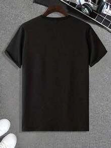 Camiseta con estampado de  Gráfico    Casual    Poliéster    mujer  Diario    primavera - Negro - Ver 4