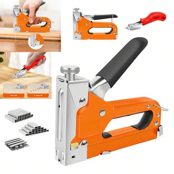 Vandise Duty 3-In-1 Staple Gun Kit W/ 3000 Staples & Remover, Adjustable Force For Upholstery/Wood/Fabric/DIY, Manual Staple Gun For Furniture/Cardboard/Home Repair