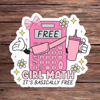 1 ملصق فتاة مضحكة للرياضيات، ملصق آلة حاسبة وردية، ملصق فيني جميل لحقيبة الخصر والدفتر والزجاجة المائية، ملصق لاصق مقاوم للماء وقوي، إكسسوار جمالي فريد، هدية مميزة لعشاق الدعابة والتسوق