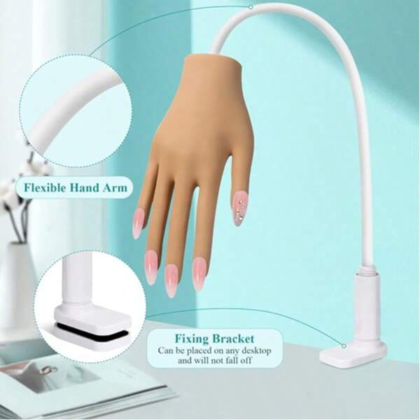 Practice Hand For Acrylic Nails- Silicone Nail Hand Practice Upgrade Nail Tips Never Fall Off, Fake Nail Manican Hand For Nail Practice, Flexible Practice Maniquin Hand With 50PCS Nail Tips.Finger Won't Break Anymore-There Are 3.2mm Built-In Aluminum Bones Inside The Finger To Connect The Whole Finger,The Fingers Can Be Bent To Various Angles
