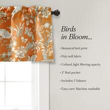 LUSH DECOR Dolores Light Filtering Valance Blue Single 52X18+2 Halloween-Fall Decor-Room Decor - Orange - View 1